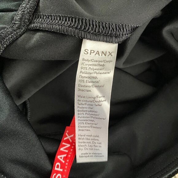 Spanx Velvet Shine Leggings Black Gold Polyester Blend Pull On Women's Small - Picture 7 of 8